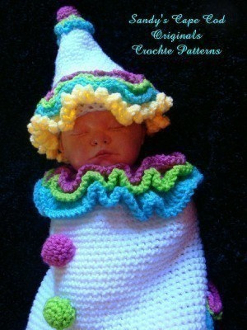 Infant Clown Cocoon and Hat Crochet Pattern pdf 412 image 3