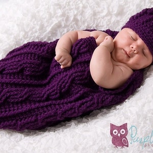 Eggplant Cocoon and Beanie Worsted Weight Version PDF Crochet Pattern 323 image 1