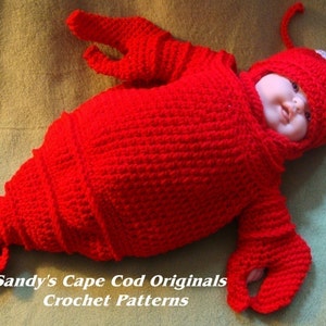 Cappy the Cape Cod Lobsta Cocoon or Bunting and Hat PDF Crochet Pattern number189 Great for Photo Props image 4