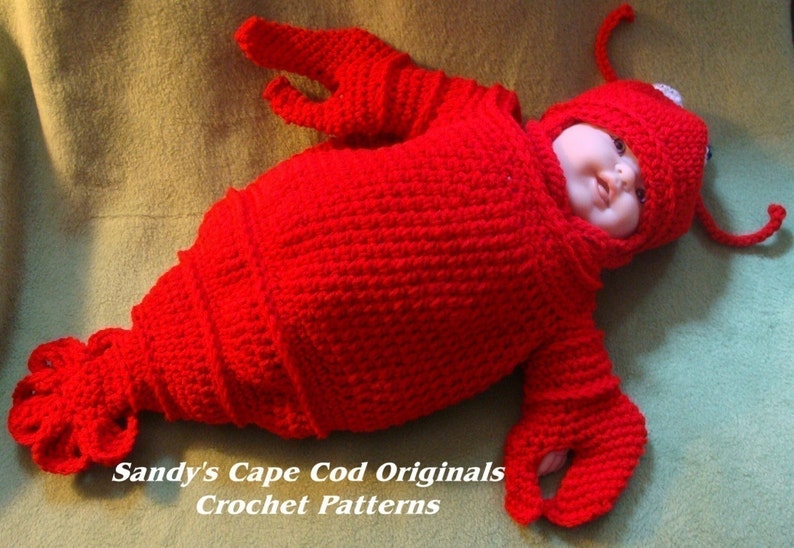 Cappy the Cape Cod Lobsta Cocoon or Bunting and Hat PDF Crochet Pattern number189 Great for Photo Props image 4