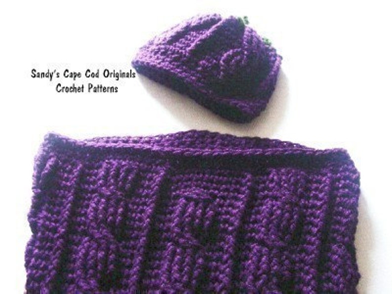 Eggplant Cocoon and Beanie Worsted Weight Version PDF Crochet Pattern 323 image 3