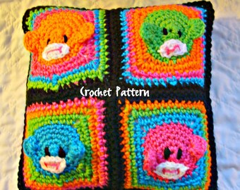 Retro Sock Monkey Pillow Crochet Pattern pdf525