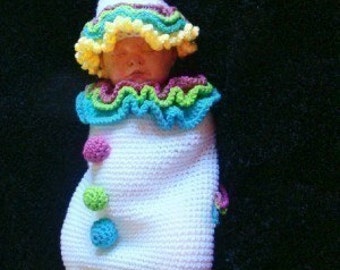 Infant Clown Cocoon and Hat Crochet Pattern pdf 412