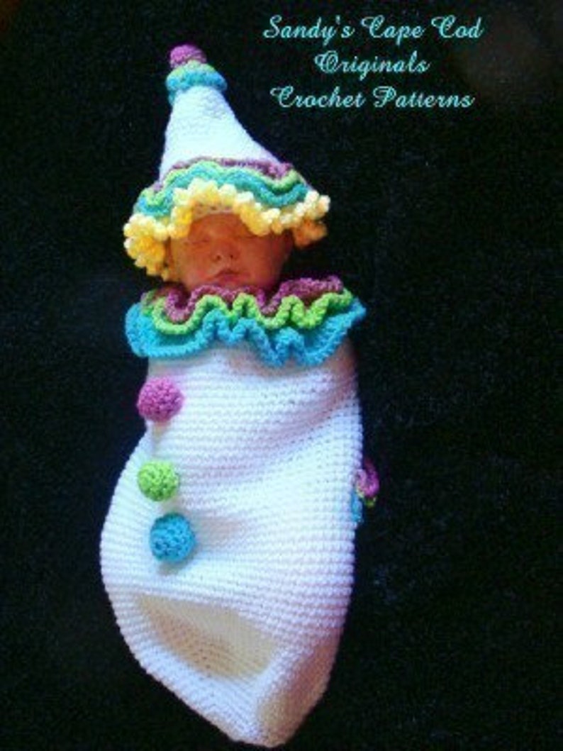 Infant Clown Cocoon and Hat Crochet Pattern pdf 412 image 1