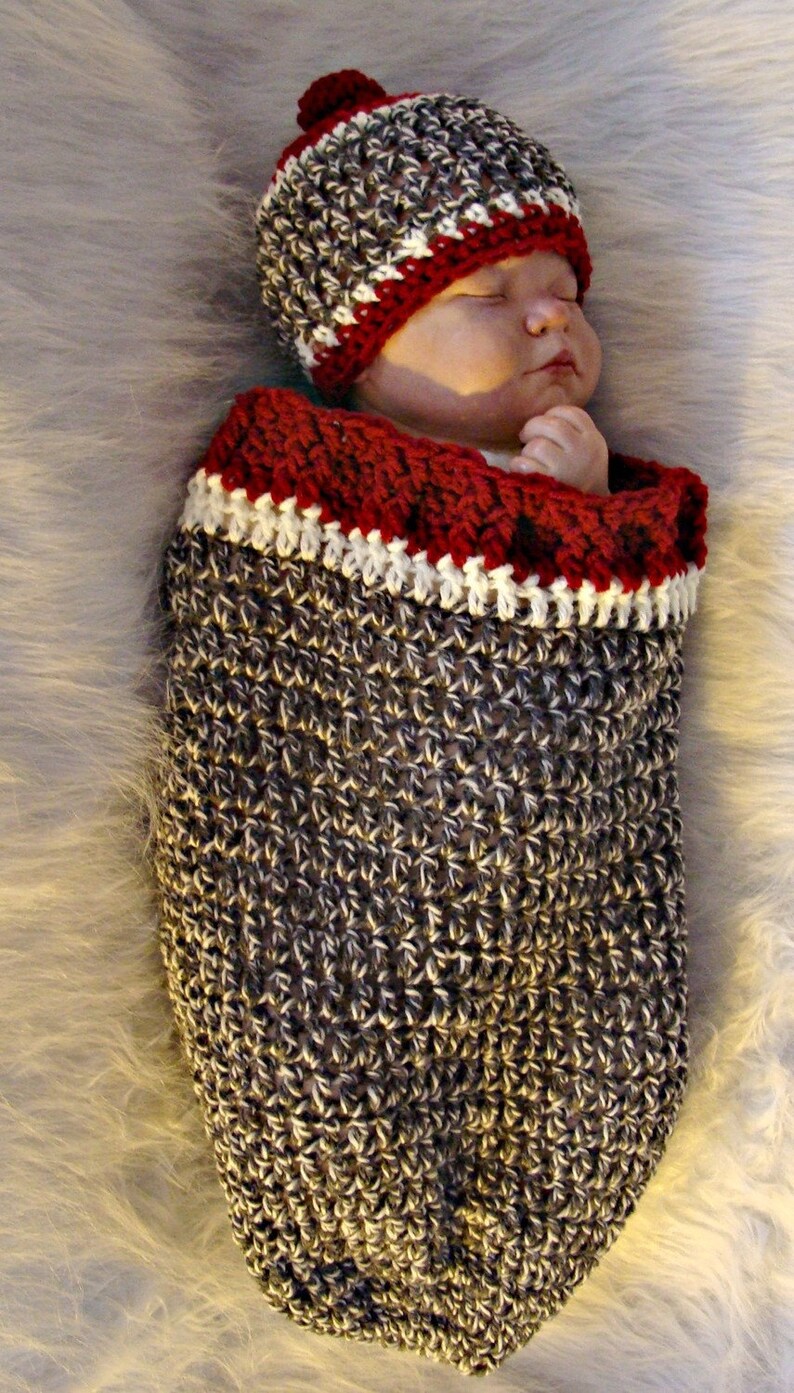 Sock Monkey Inspired Cocoon and Hat Crochet Pattern Pdf520 - Etsy