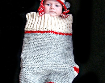 Sock Monkey Cocoon and Hat Set Crochet Pattern pdf 411