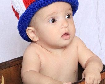 Patriotic Uncle Sam Hat for Babies Crochet Pattern, PDF 429