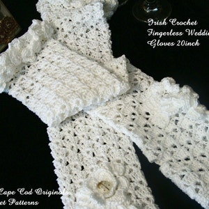 Long Fingerless Gloves Crochet Pattern PDF 157 Irish Crochet Style image 4