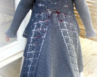 Plus Sizes Elegant Long Sweater Crochet Pattern  pdf 745