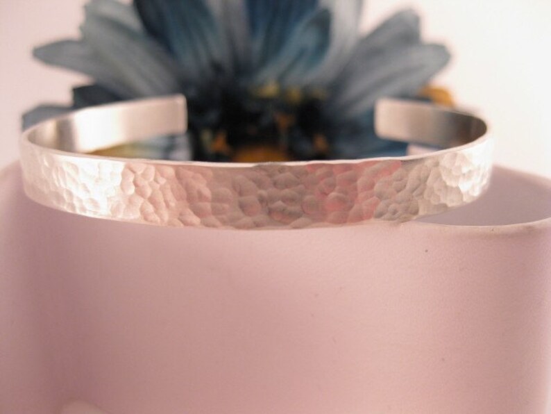 Free shipping to US locations Fits 6.5 to 7 inch wrist Hammered Sterling Silver Cuff Bracelet reduced rates to all other countries.