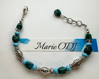 Rare Fox Turquoise (NV) and Persian Turquoise sterling bracelet.  Free shipping to USA locations
