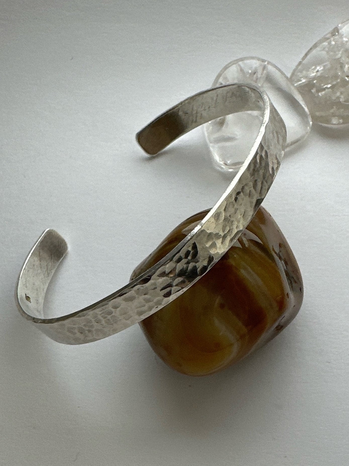 Hammered 1/4 Inch Wide Sterling Silver Cuff. Free Shipping