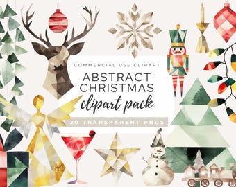Abstract Christmas Clipart Bundle, Holiday PNG Designs (Commercial Use)