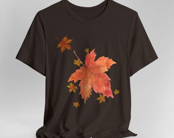 Red Maple Leaf Unisex Tee: Autumn Botanical Shirt