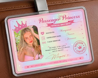 Personalized Funny Passenger Princess Car Visor Clip for Couples, Custom Photo & Name, Acrylic Passenger Princess Clip, Gift for Girlfriend
