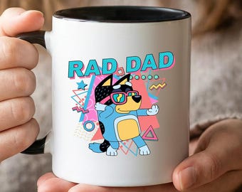 Rad Dad-kaffemugg, rolig fars dag-present till pappa, retro tecknad mugg, söt present till honom, vardagsmugg för kaffeälskare