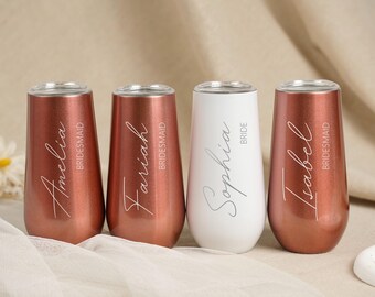 Bridesmaid 6oz Flute Tumbler, Bridesmaid Champagne Tumbler, Bachelorette Stainless Flute, Bridesmaid Proposal Gift, Bridesmaid Gifts for Her