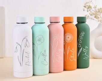 Personalized Bridesmaid Water Bottle, Bridesmaid Gift, Bottle Cup with Lid, Stainless Steel Bottle for Gym,  Wedding Tumbler, Metal Tumbler