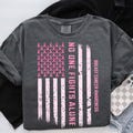 No One Fights Alone Breast Cancer Awareness PNG - Pink Ribbon American Flag Graphic Sublimation Design - Cancer Support Survivor Shirt product logo