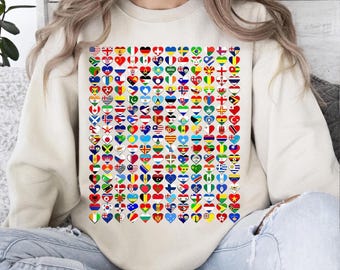 Welt Flaggen Heart Grid Png, internationale Länder (Digitaler Download)