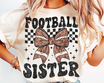 Football Sister PNG, Retro Football Bow PNG, Coquette Football Sister Design, Game Day Sublimation PNG, Football Girl Png