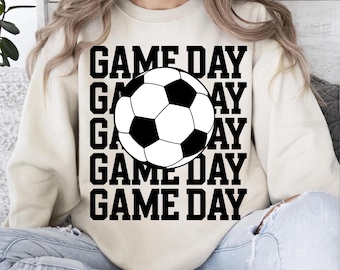 PNG para día de partido de fútbol, diseño deportivo en blanco y negro (descarga digital)