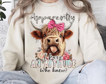 Funny Highland Cow PNG | Attitude Sublimation Design (Digital Download)