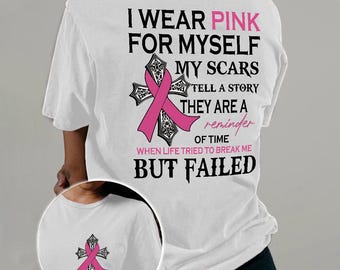 Breast Cancer Awareness Shirt Design: Pink Ribbon Cross (Digital File)