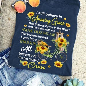 Amazing Grace Sunflower PNG, Christian Bicycle Sublimation Design, Old Rugged Cross PNG, Inspirational Faith Digital Download