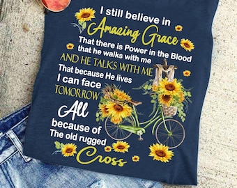 Amazing Grace Sunflower PNG, Christian Bicycle Design (Digital Download)