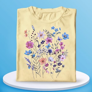 Wildflower Bouquet PNG, Watercolor Floral PNG Sublimation Design, Botanical Flower Clipart for Shirts, Spring Boho PNG Download