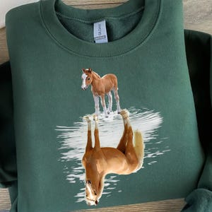 Reflection Horse PNG | Majestic Foal and Stallion Art | Nature-Inspired Equine Design for Horse Lovers and Ranch Style