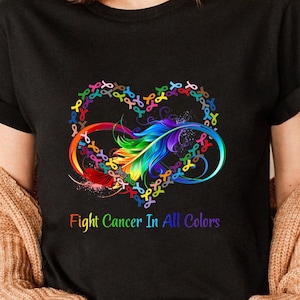 Camiseta &quot;Lute contra o câncer em todas as cores&quot; - Apoie todas as fitas de conscientização sobre o câncer