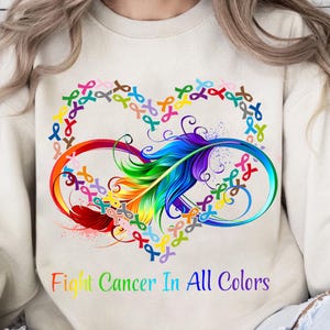 Design PNG &quot;Combate ao Câncer em Todas as Cores&quot; | Arte Digital em Formato de Coração com Fita Arco-Íris | Apoie a Conscientização sobre Todos os Tipos de Câncer