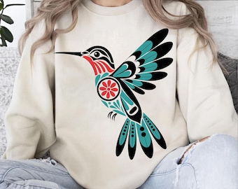 Tribal Hummingbird PNG, Native Art Sublimation Design (Digital Download)