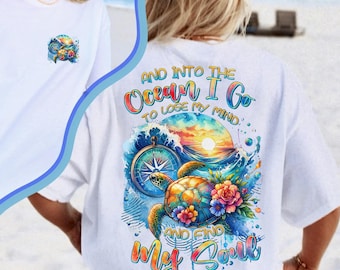 Turtle Ocean PNG: Compass Beach Quote Sublimation Design (Digital Download)