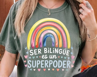 Ser Bilingüe Superpoder PNG : professeur d'espagnol, clipart arc-en-ciel (téléchargement numérique)