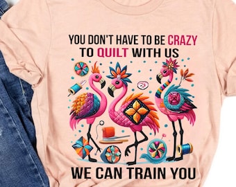 Crazy to Quilt Png, Flamingo Quilting Png, Colorful Quilt Design Png, Funny Quilting Png, Sewing Sublimation Png