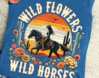 Wild Horses PNG: Western Cowgirl Sublimation Design (Digital Download)