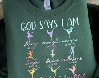Christian Ballet Dancer PNG: God Says I Am, Religious Digital Art (Digital Download)