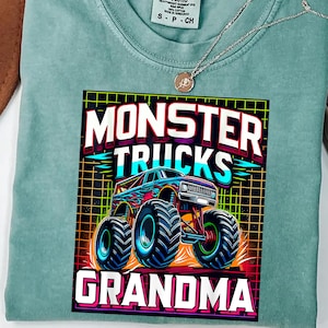 Monster Trucks Grandma PNG – Bold and Colorful Design for Grandmas Who Love Big Wheels, Off-Road Action & Loud Engines – Perfect for Shirts
