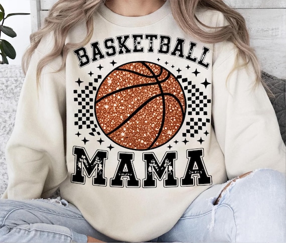 Glitter Basketball Mama PNG, Checkered Sports Mom Design (Digital Download)