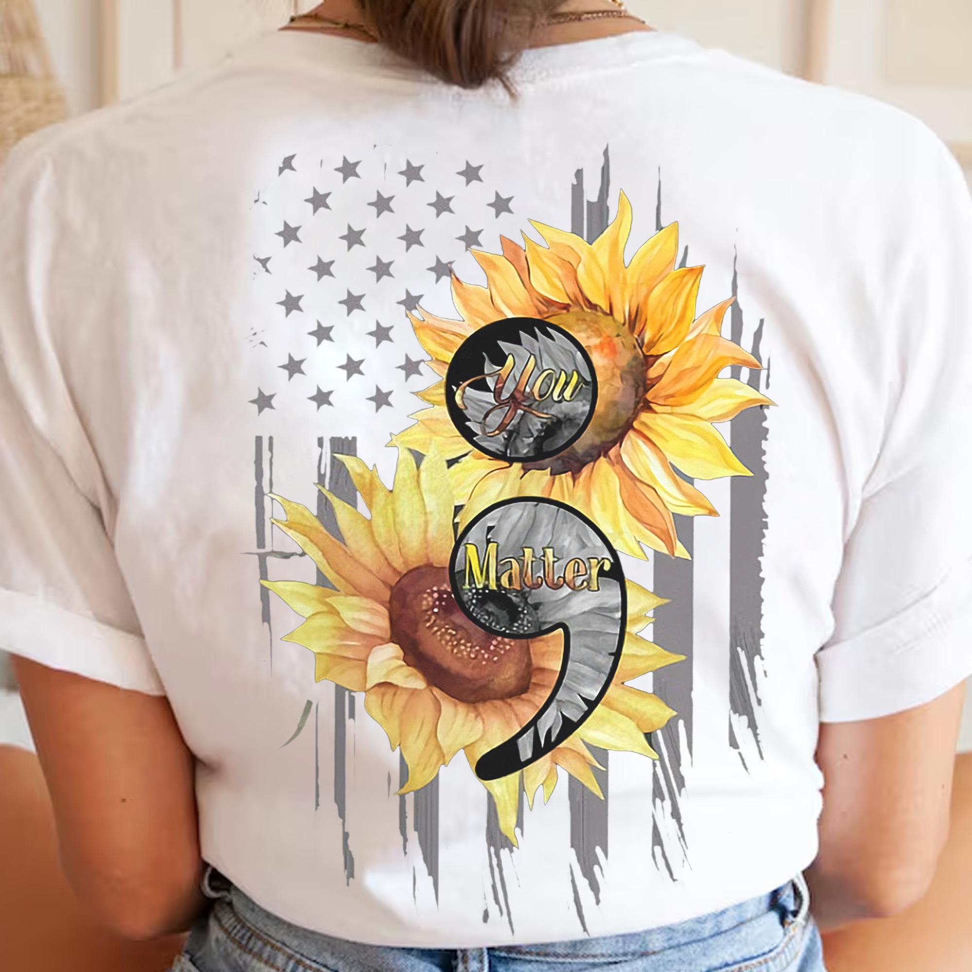 You Matter Sunflower and Semicolon PNG | Mental Health Awareness Design | Digital Sublimation Download