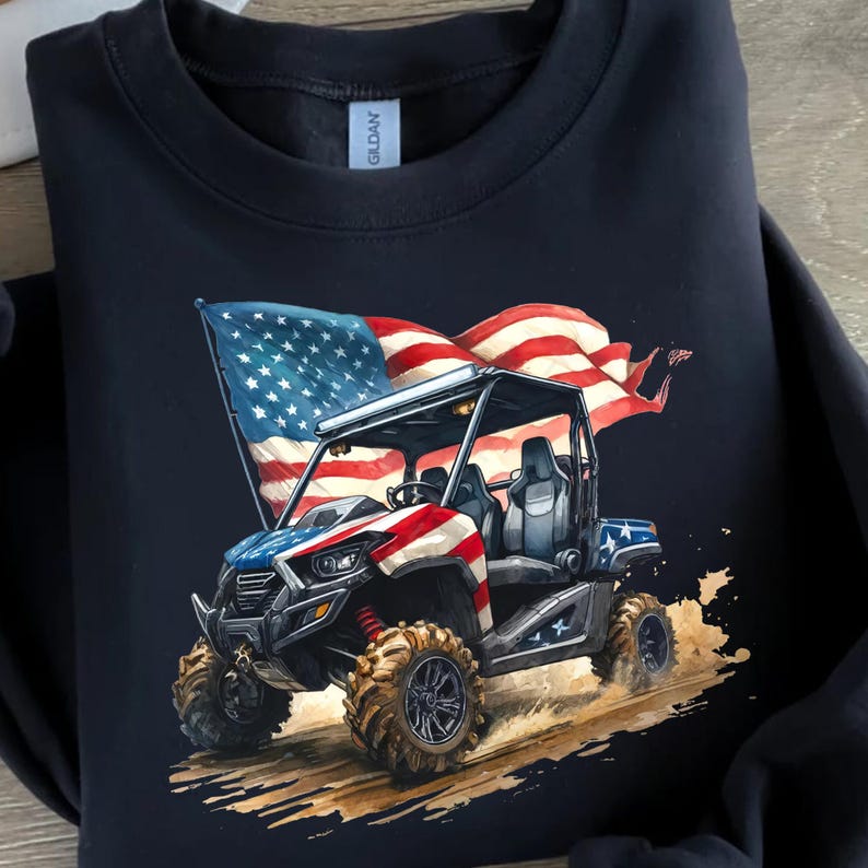 a black shirt with an american flag on it