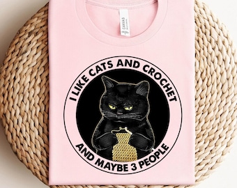 Funny Black Cat Crochet Lover PNG - Sublimation Graphic (Digital Download)