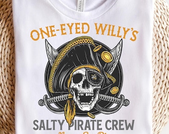 One-Eyed Willy Pirate Skull PNG – Salty Crew Sublimation (Digital Download)