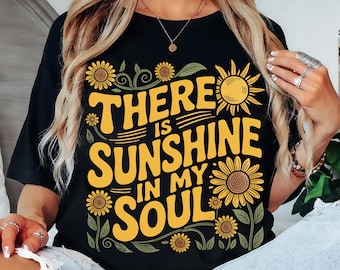 Retro Sunflower PNG, Positive Quote Shirt Design (Digital Download)