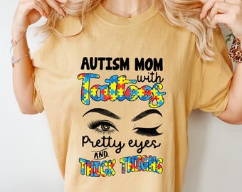 Autism Mom with Tattoos PNG: Sublimation Graphic (Digital Download)