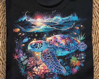 Colorful Sea Turtle PNG: Ocean Life Sublimation Design (Digital Download)