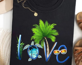Tropical Beach Summer PNG: Ocean Love Sea Turtle Design (Digital Download)